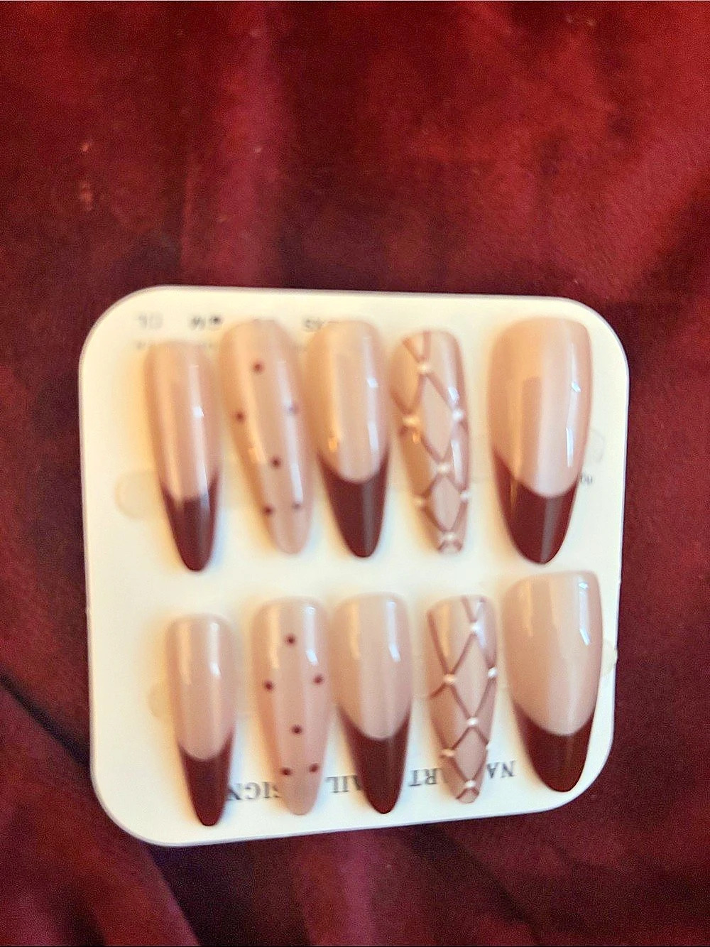 Brown & Pink Geometric Press-On Nails NWT